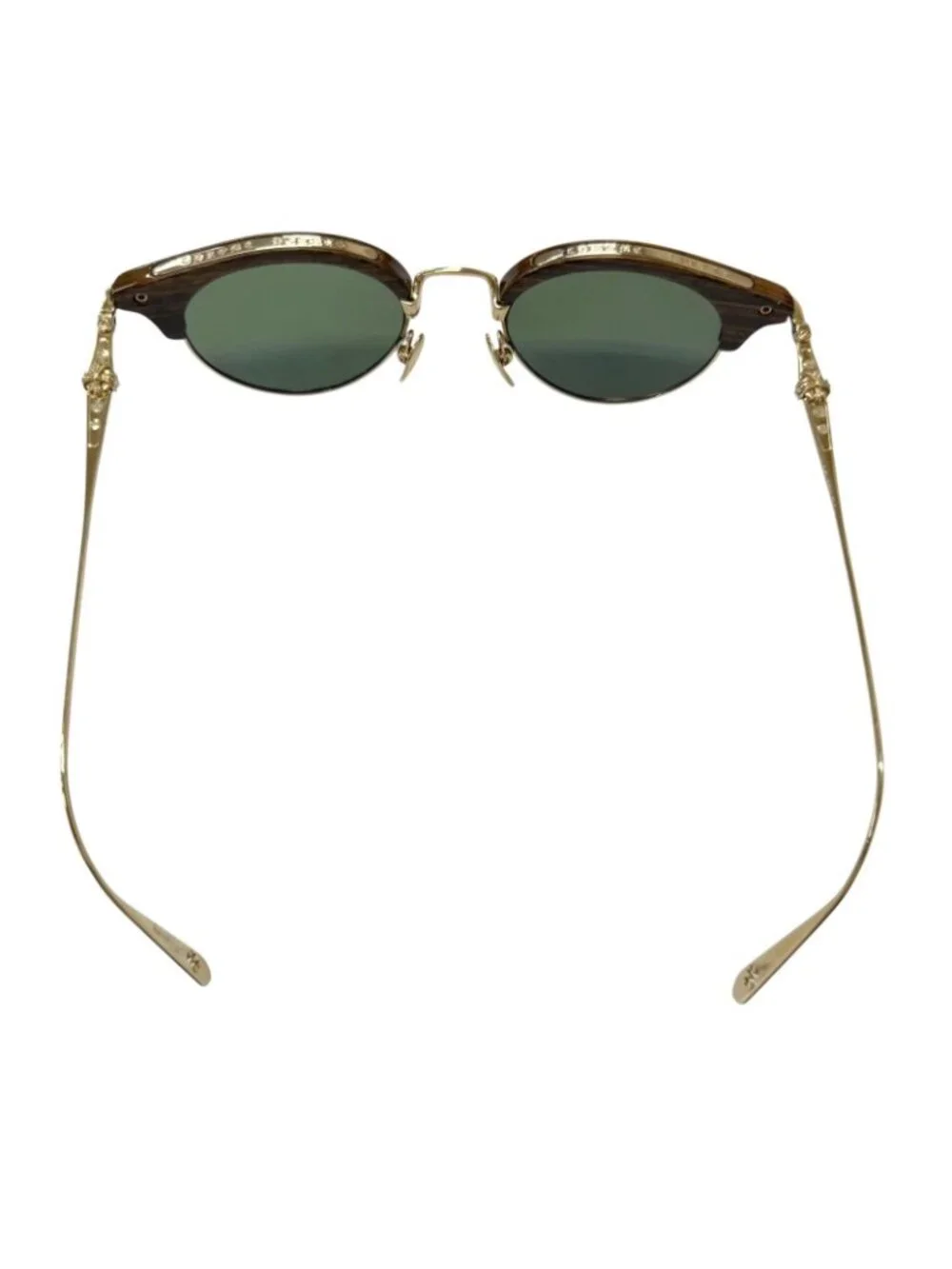 Chrome Hearts Sluntradiction II Wood Half Rim Samtonbro Sunglasses Gold 48